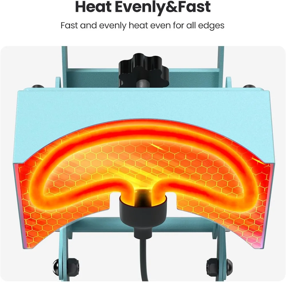 Pressa di calore per cappelli 2 in 1 con controllo digitale della temperatura e del timer, avviamento automatico per cappucci e HTV