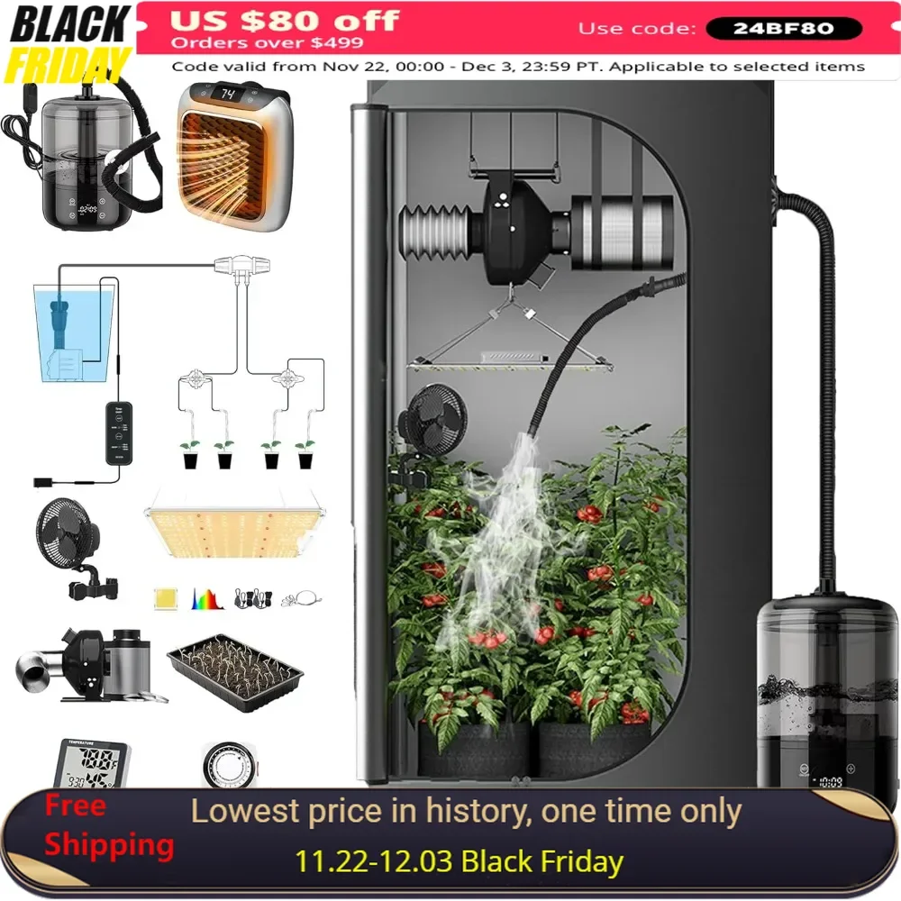 32X32 Grow Tent Complete System S1000 LED Grow Light Grow Tent Kit 4