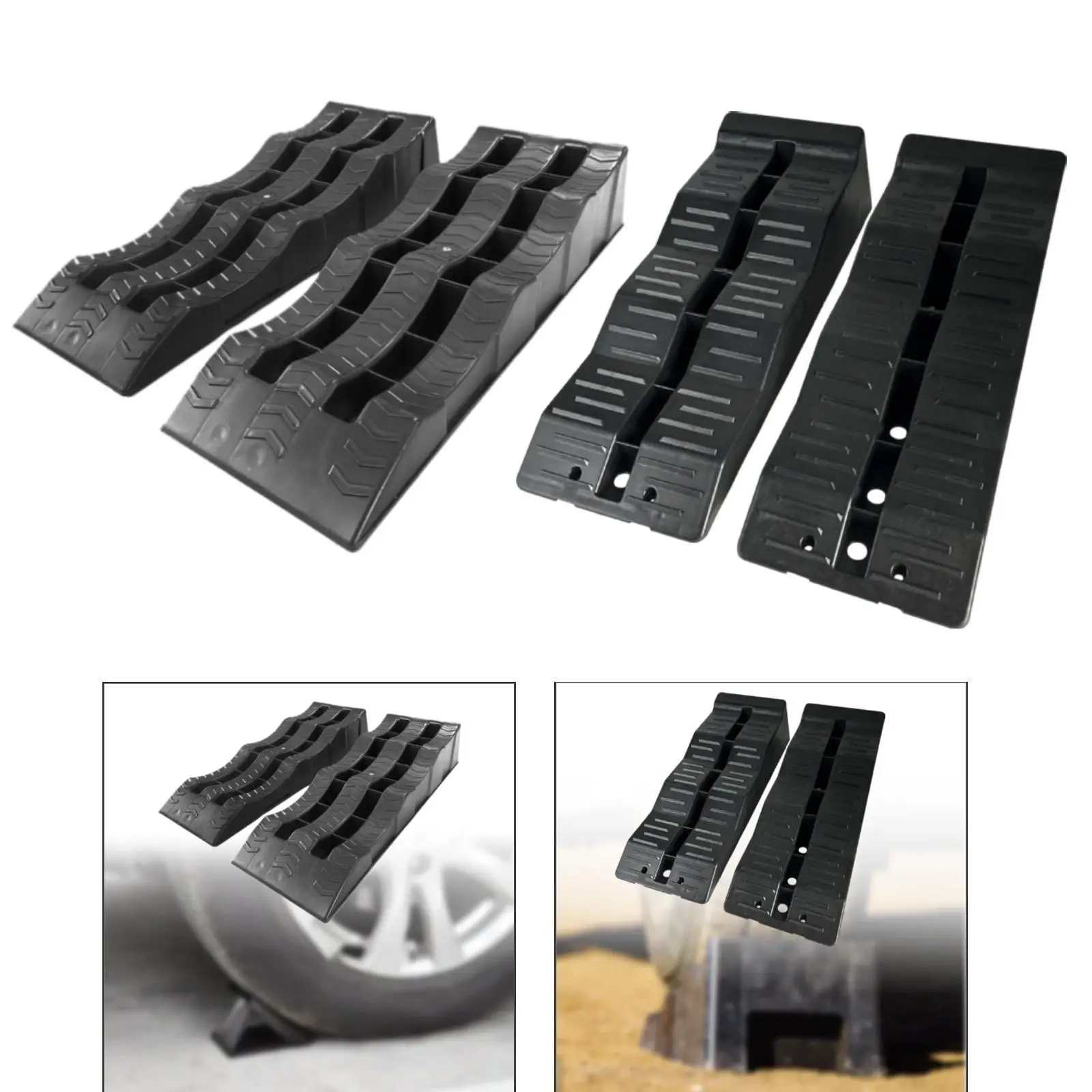 

2 Pieces Generic Vehicle Ramps Black Car Leveling Blocks for Car Washes