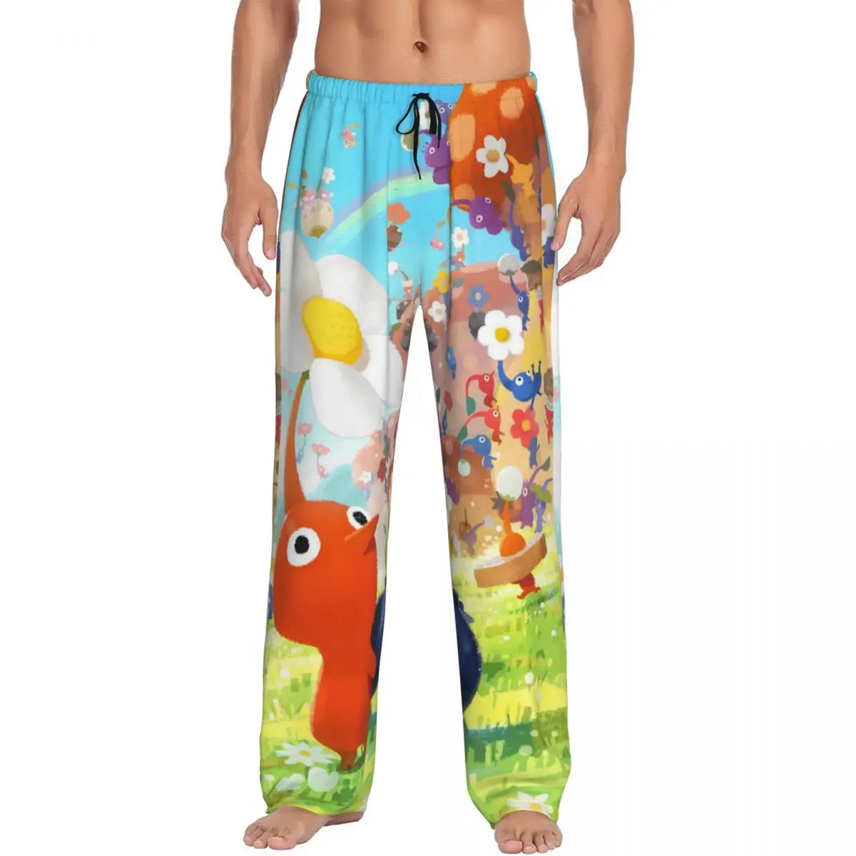 

Custom P-Pikmins Pajama Pants Sleepwear for Men Elastic Waistband Cute Anime Sleep Lounge Bottoms with Pockets