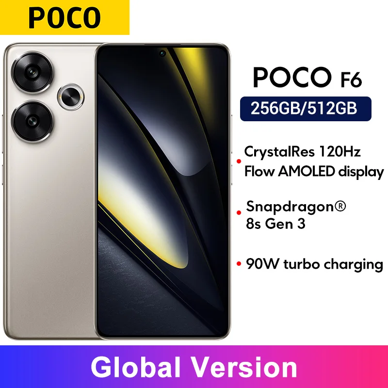 Global Version POCO F6 5G Snapdragon 8s Gen 3 Smartphone 120Hz AMOLED display 90W turbo charging 50MP camera system with OIS