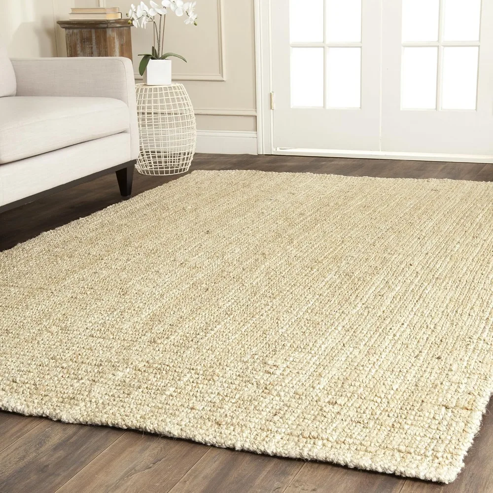 Natural Fiber Rug - 11' Square, Ivory, Handmade Farmhouse Jute, Ideal for High Traffic Areas in Living Room, Bedroom