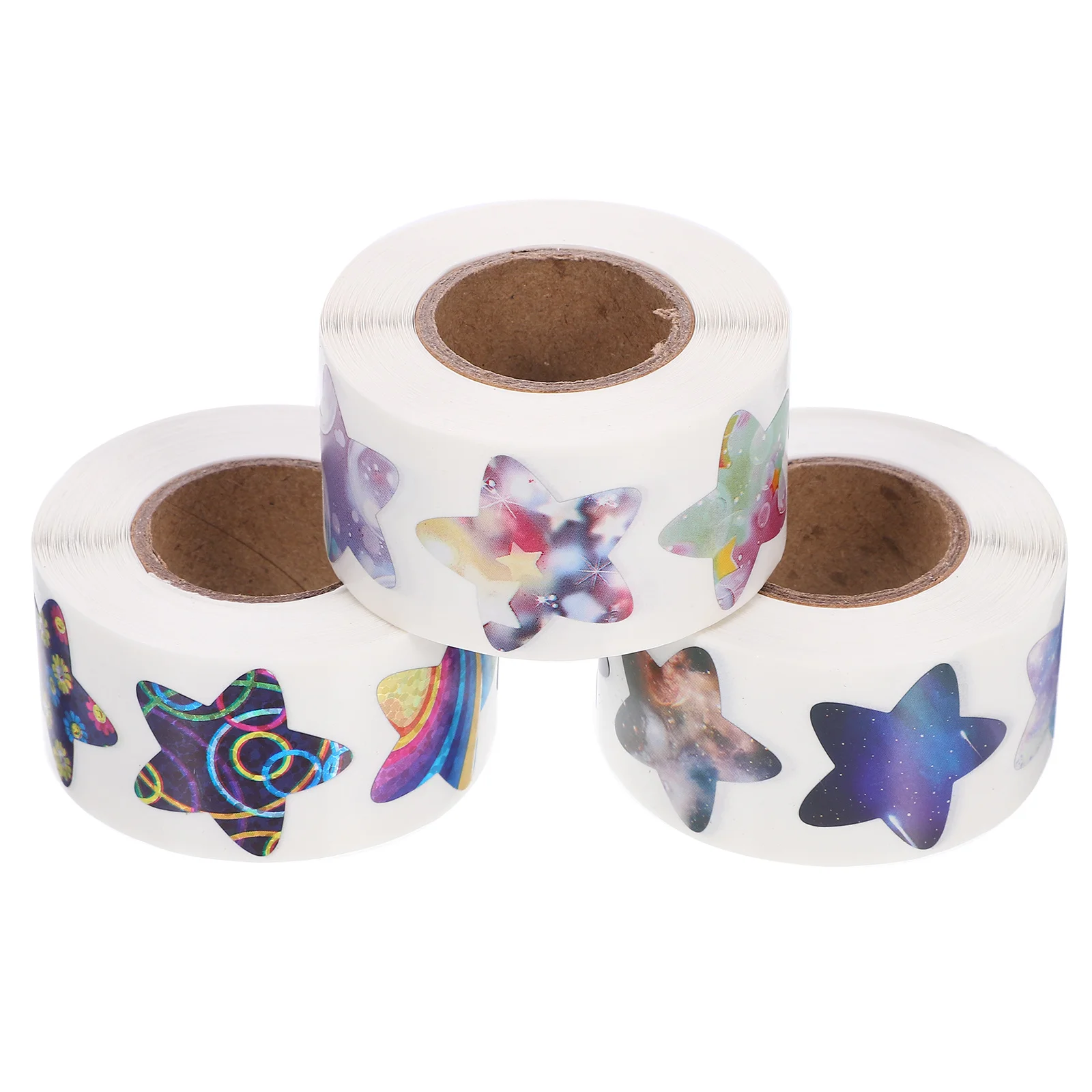

3 Rolls Star Sticker Gift Packaging Seal Pentagram Pattern Removable Reward Stickers for Kindergarten Classroom Teacher