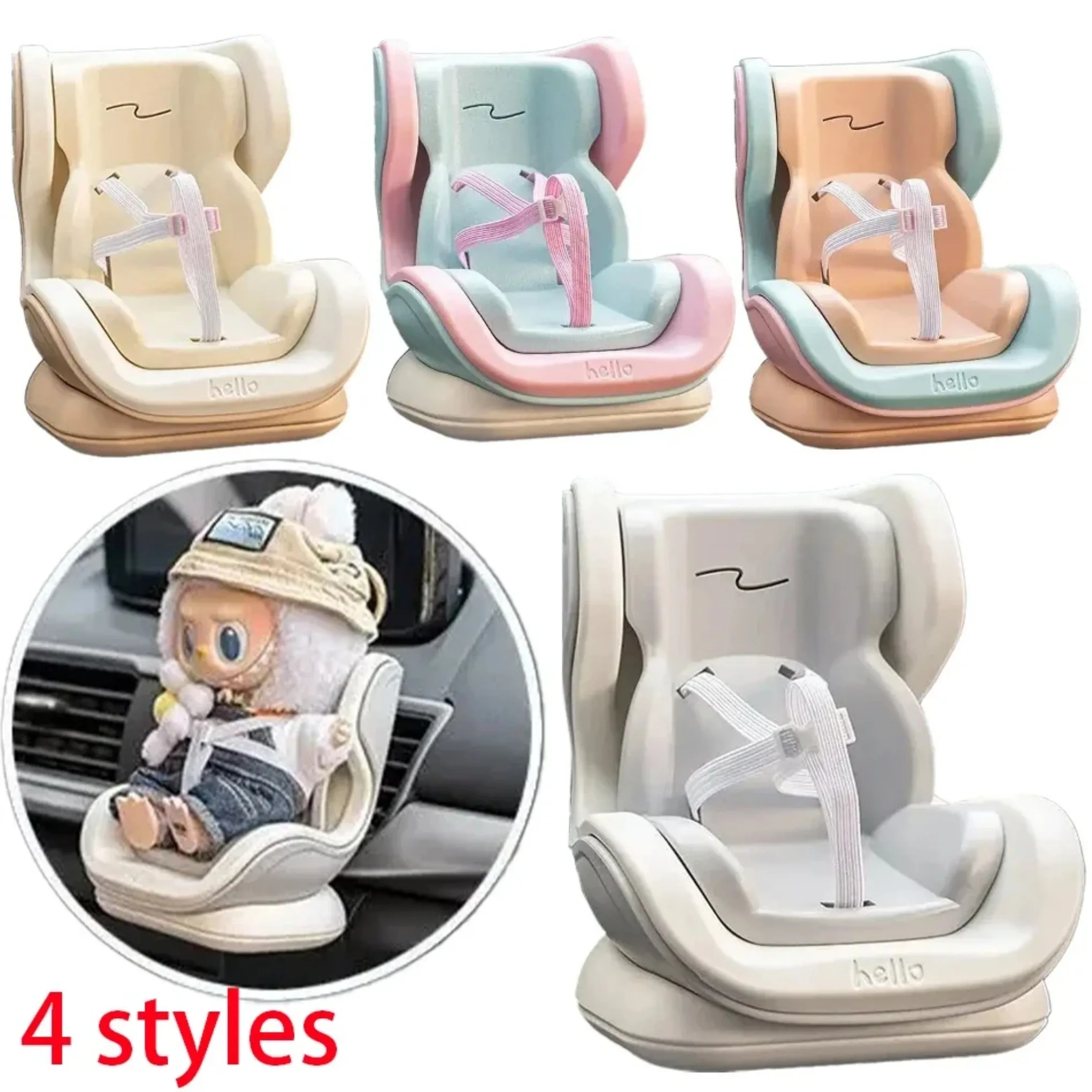 Nouveau pour Labubu voiture poupée siège de sécurité dessin animé chaise modèle Kawaii poupée siège sortie décor voiture intérieur style Labubu accessoires