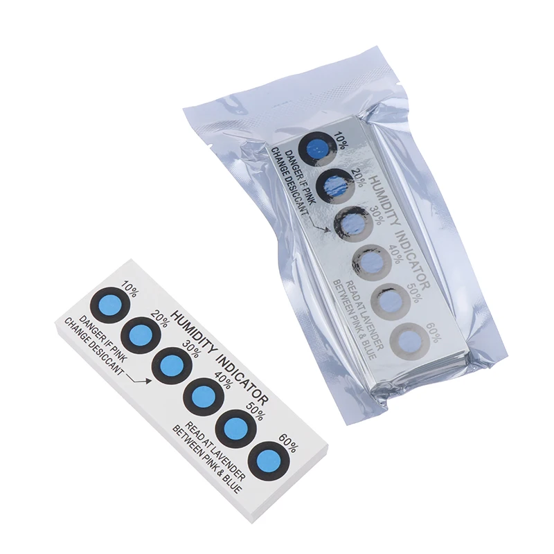50Pcs for testing 10%-60% humidity in closed containers Test paper card Blue six-point humidity indicator card