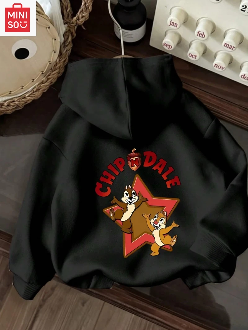 Sudadera con capucha de ardilla Kiki Titi para hombre, ropa de colaboración de mercancías de anime de Disney, abrigo de otoño e invierno
