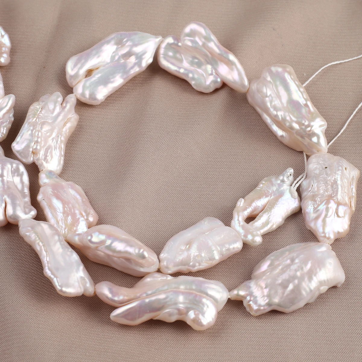 Natural Pearl Large Biwa Beads Exquisite Shape Elegant Appearance for DIY Jewelry Making Handmade Bracelet Necklace Length 36cm