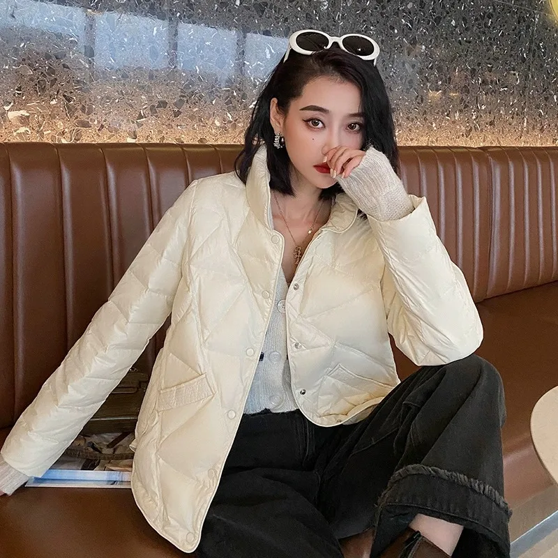 Women Fashion Short Lightweight Down Jackets 2023 New Arrivals Autumn Winter 90% White Duck Down Korean Female Down Coats