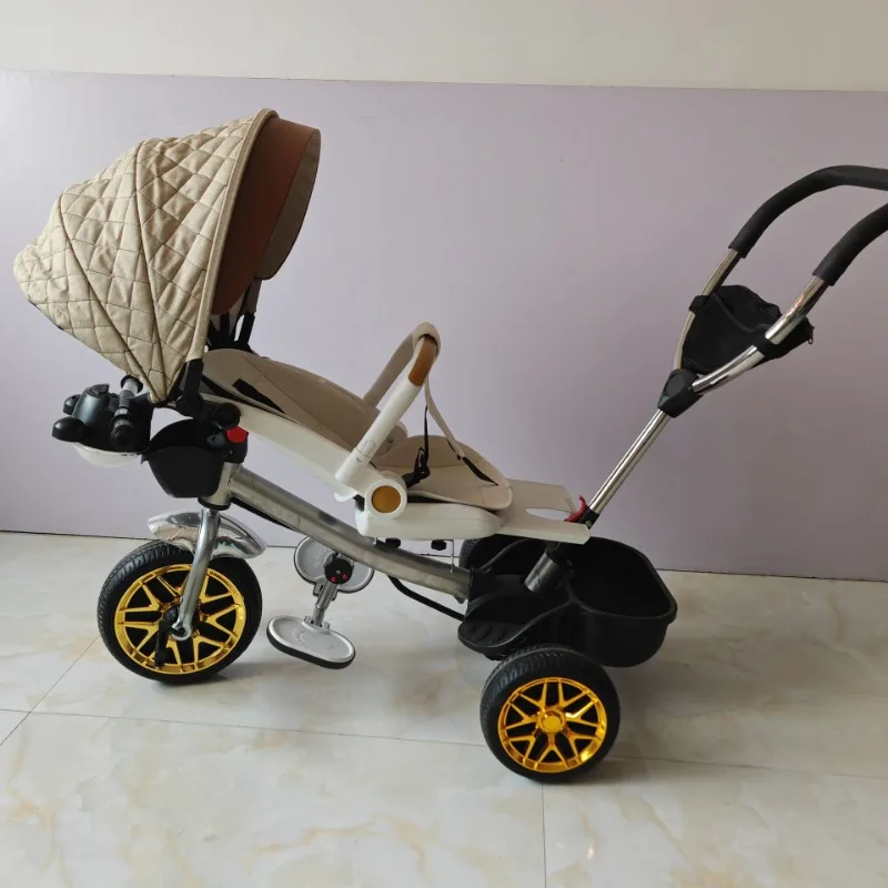 Children\'s tricycle can sit and lie down baby stroller baby pedal bicycle seat 360 degree rotation