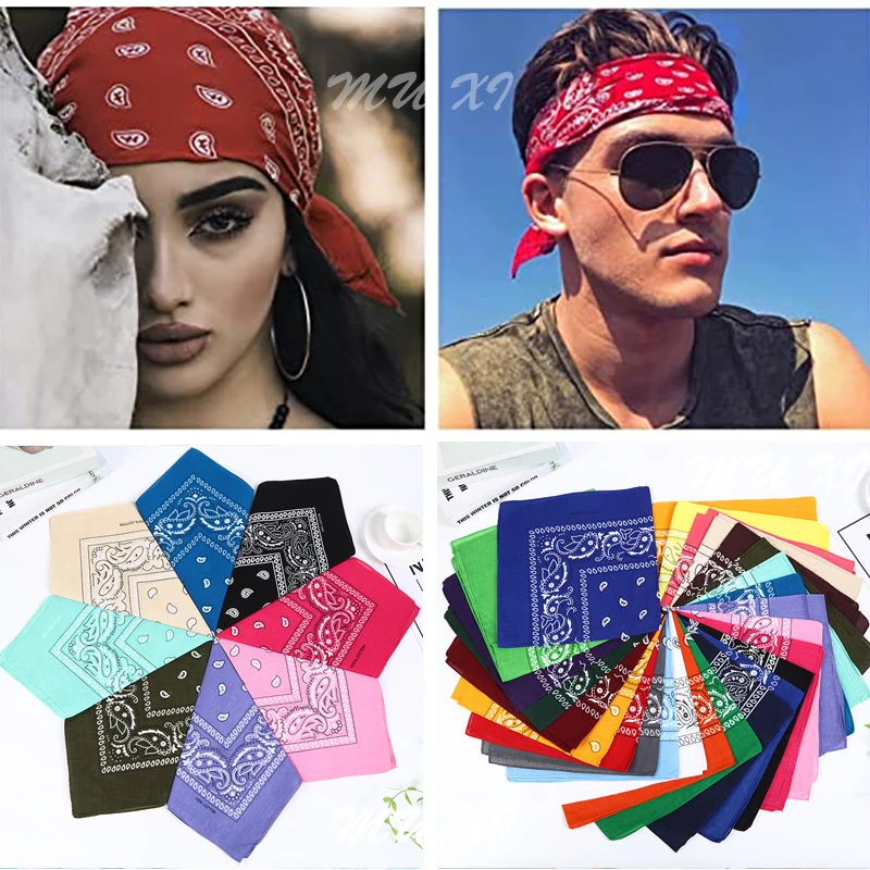 Bandanas con patrón de Cachemira Vintage para hombre, bufanda de algodón multifuncional para ciclismo al aire libre, diadema cuadrada de Hip Hop,