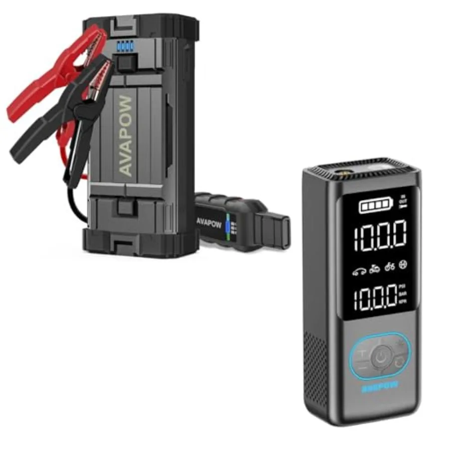 منفاخ إطارات محمول مع ضاغط هواء لاسلكي 150 رطل لكل بوصة مربعة ومقياس ضغط مدمج لتضخم إطارات السيارة في حالات الطوارئ