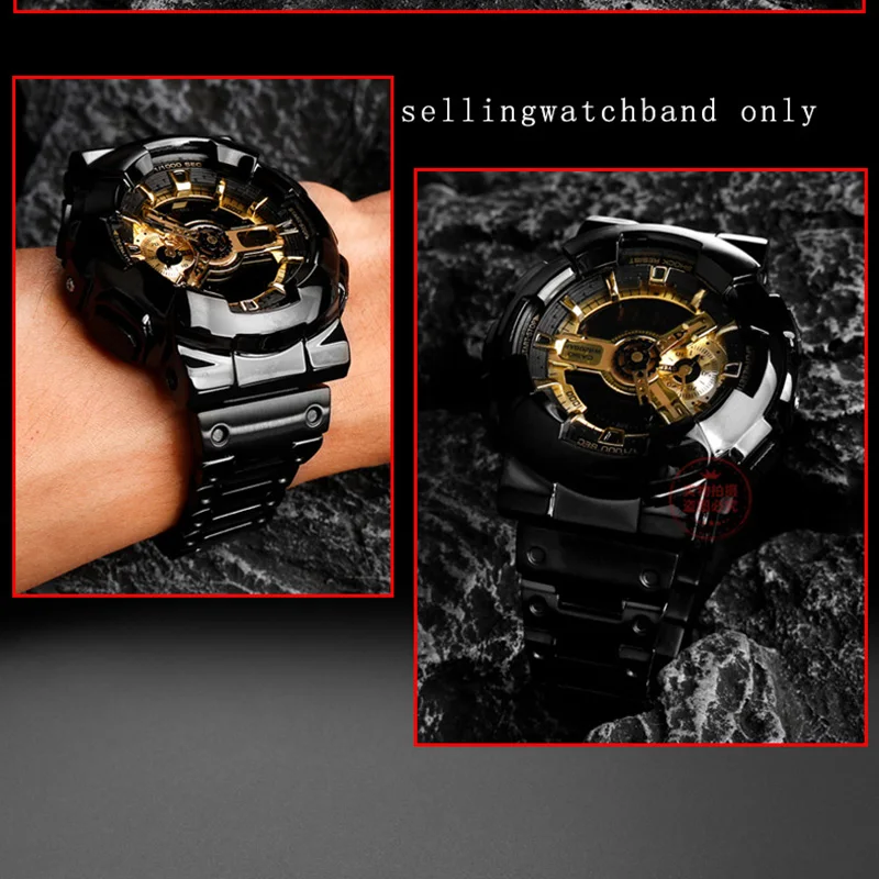 For G-SHOCK Casio GA-110GB/100/120 Black Samurai modified refined steel metal  Stainles steel bracelet with refined steel case image 4