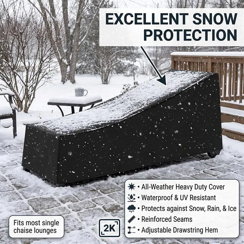 210D Outdoor Beach Lounge Chaise Cover Waterproof Garden Patio Chair Covers Weather Sun Resistant Furniture Protective Cover