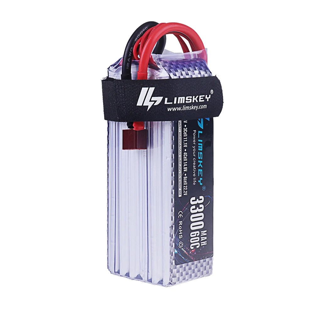 Limskey 60C/80C Lipo battery 22.2V 6S 3300MAH RC Battery For Rc Helicopter Quadcopter Drone RC Car Boat