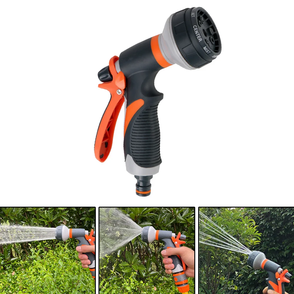 Hose Sprinkle Nozzle For Garden Washing Car Lawn Spray Watering High Pressure Water Gun Hand-held 8 Spray Modes Multifunction