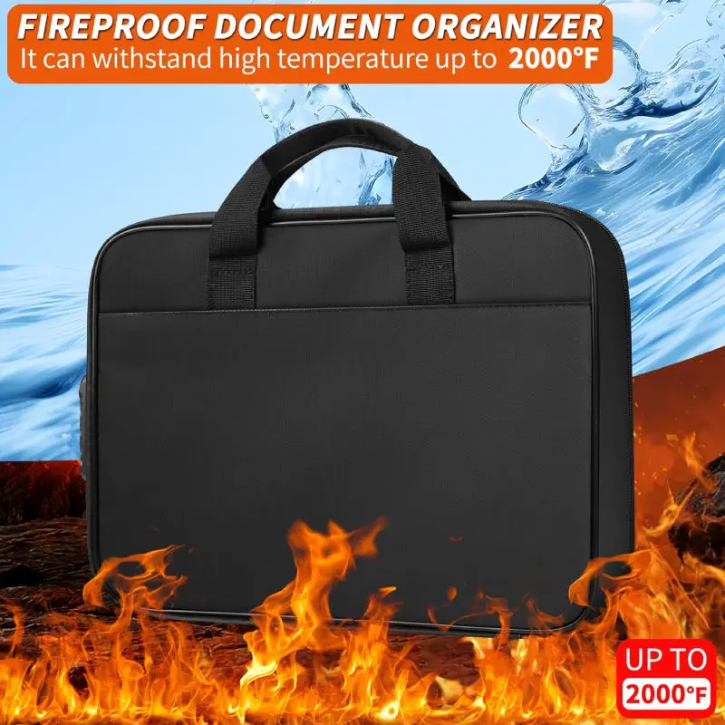 Accordion File Organizer 13 Fireproof Pockets Expanding File Folder Home Office Double Compartment Document File Lock Bag/Box