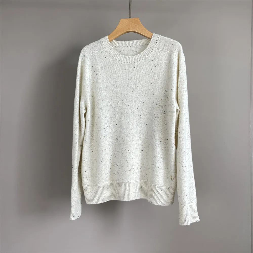 

Женский новый осенне-зимний кашемировый шерстяной смешанный свитер из пряжи в горошек с круглым вырезом, модный универсальный темпераментный вязаный свитер