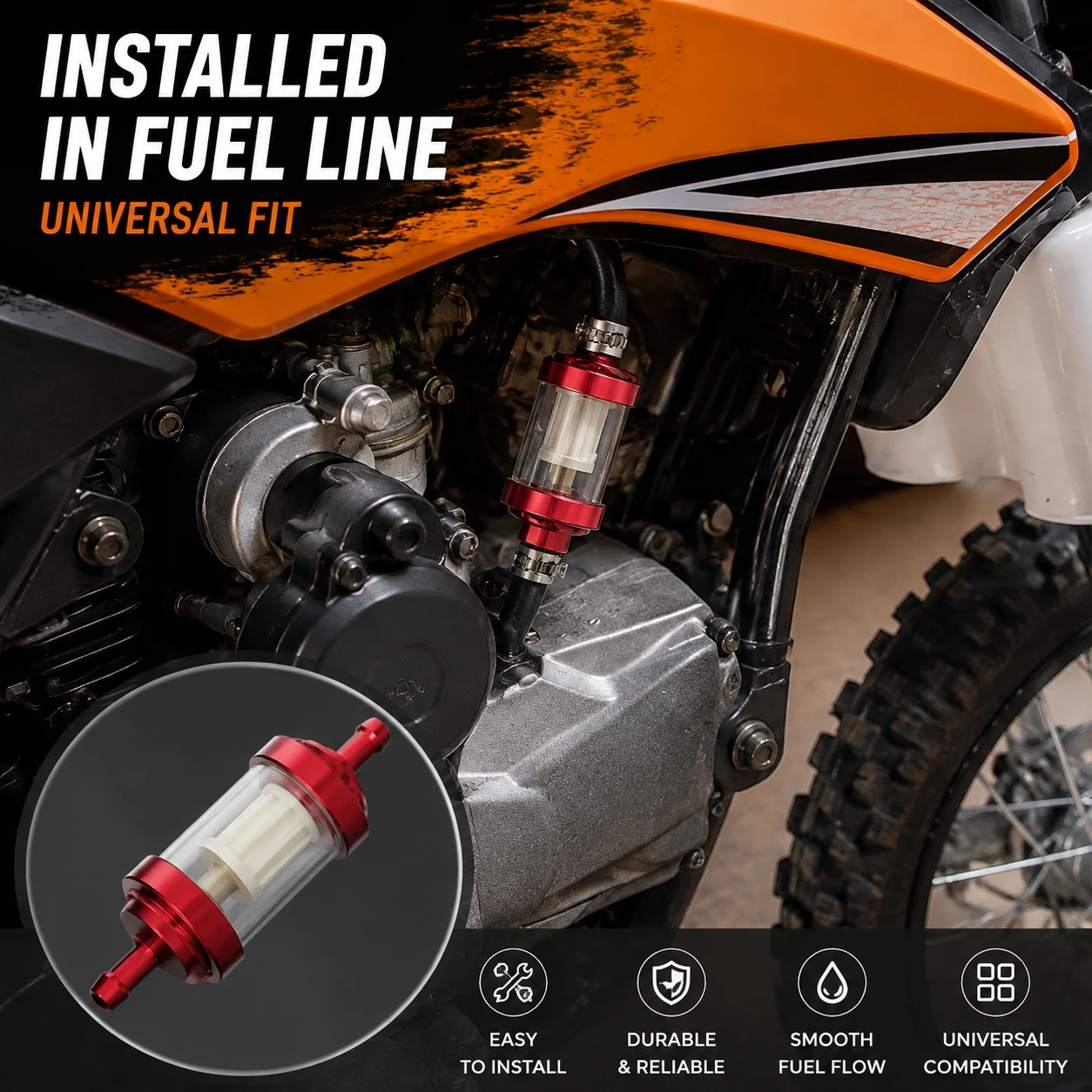 Universal CNC Aluminum Motorcycle Fuel Filter Transparent Glass Oil Cup Scooter Dirt Bike Gasoline Filter Accessory