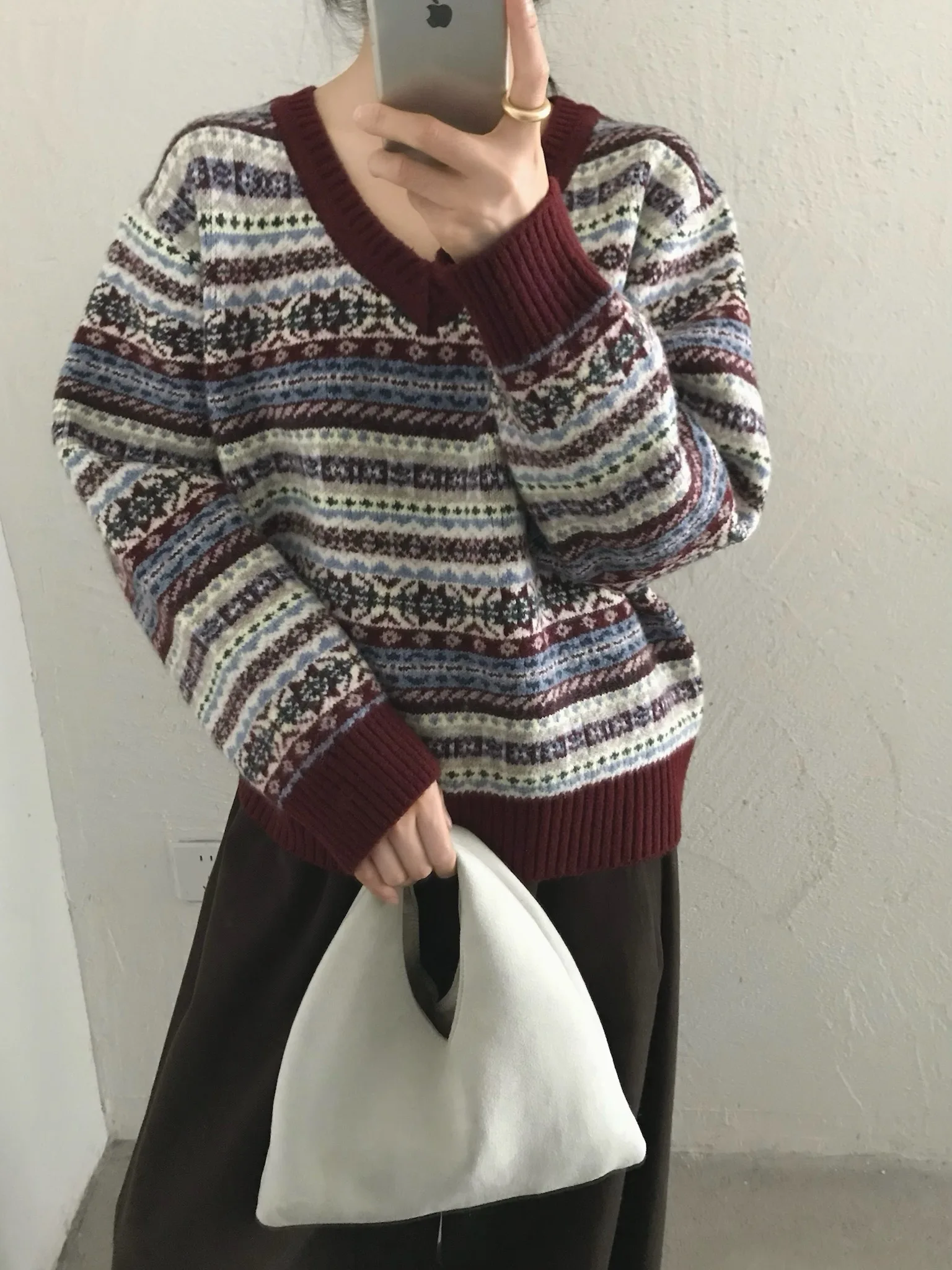 

3 цвета, осень-зима 2025 г., корейский стиль, винтажный свободный мягкий теплый толстый вязаный свитер с v-образным вырезом, женский пуловер (yn5296)