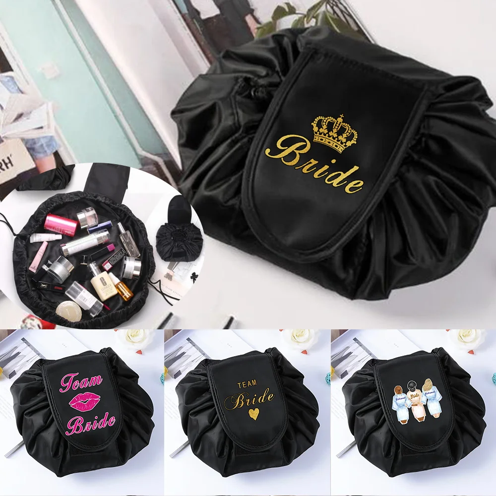

Bride Printed Toiletries Beauty Kit Box Drawstring Cosmetic Bag Travel Portable