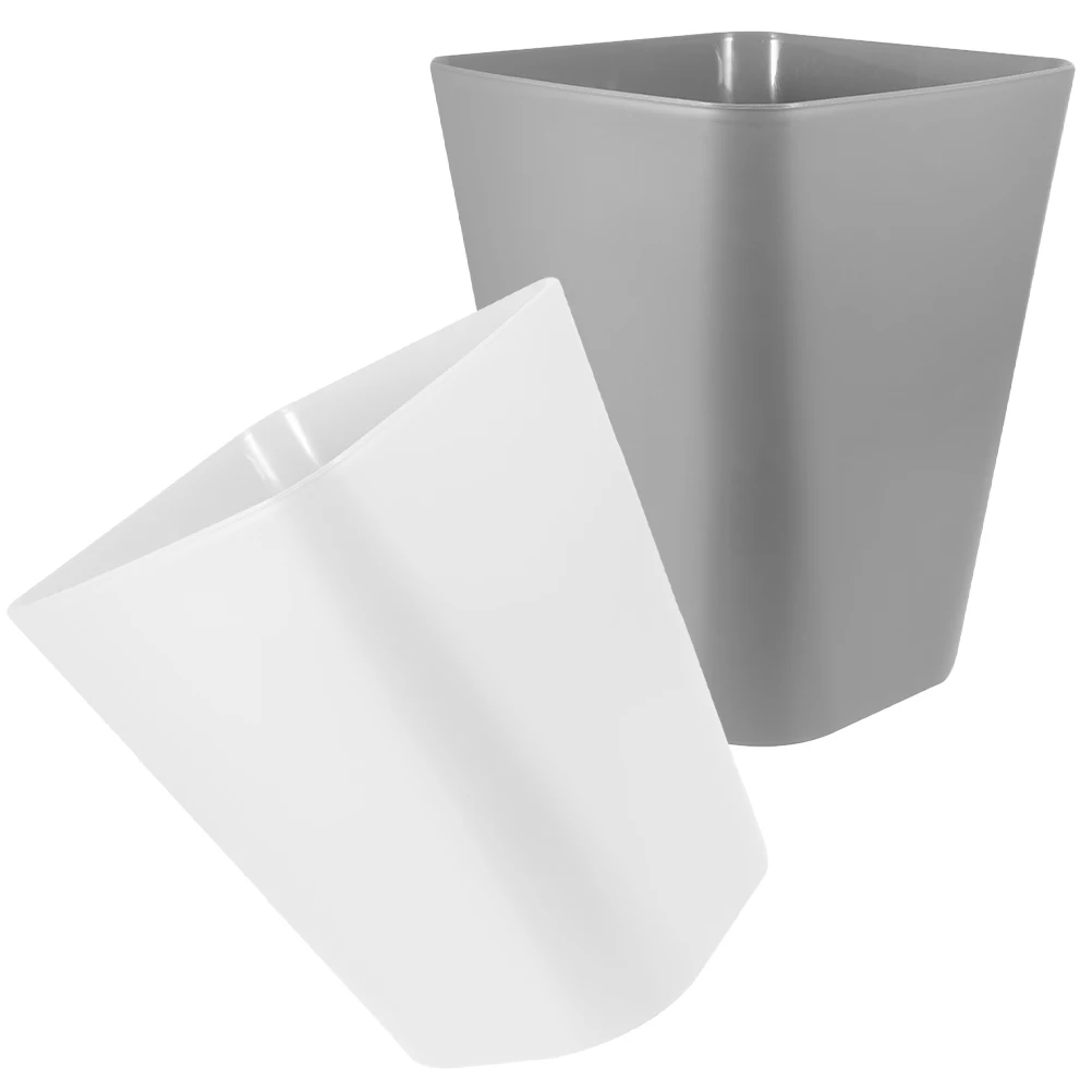 

2Pcs Square Trash Can Large Opening White Gray Home Office Kitchen Bedroom Rubbish Bin Garbage Bucket Easy Clean