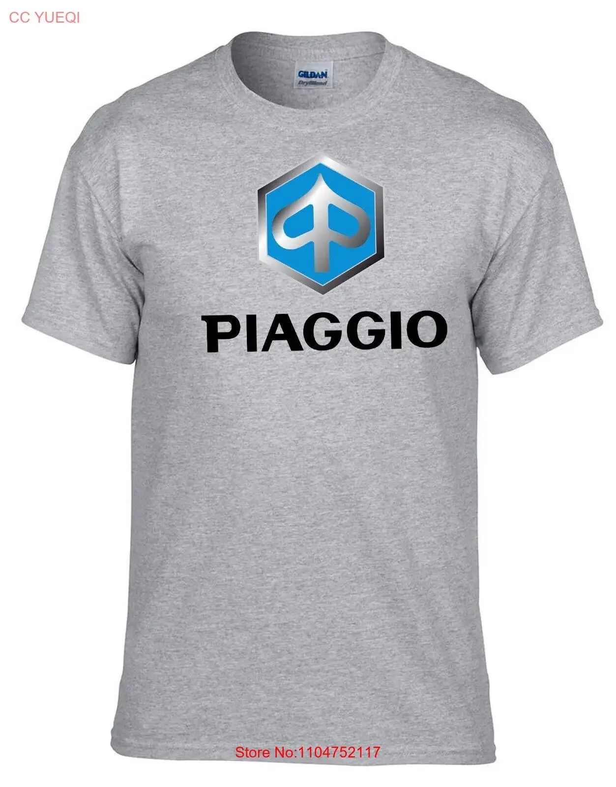 Piaggio Scooter Grey T Shirt 528_Grey vintage Washed Unisex designer clothes Soft graphic Top For Everyday Wear Stretched