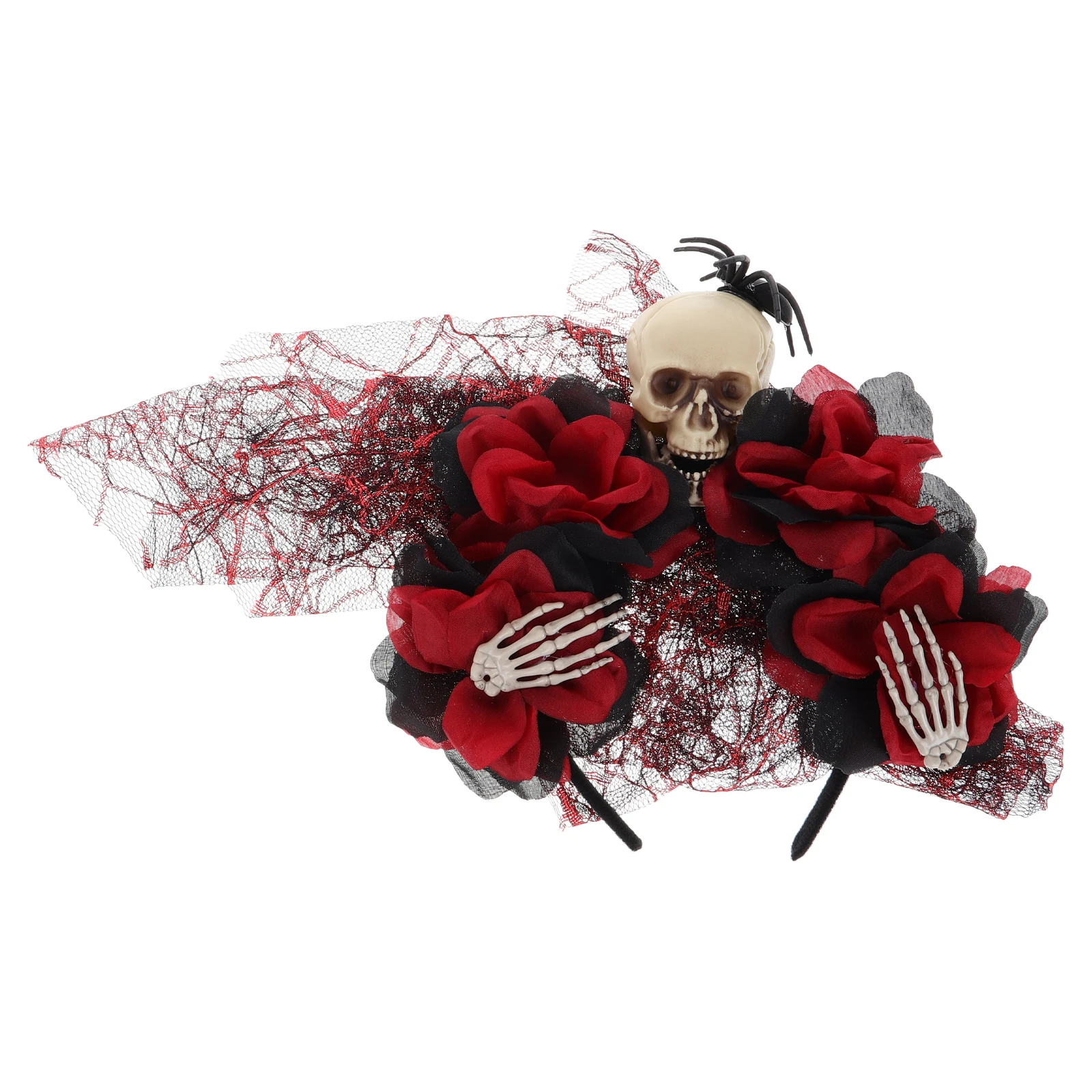 

Skull Accessories Gothic Floral Headpiece Day of The Dead Costume Headband Flowers for Halloween Plastic