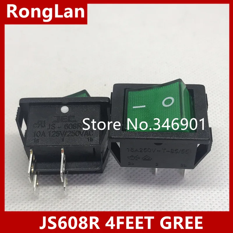 [SA]JEC Power Switch Rocker Switch Rocker big black edges JS-608R JS608R legs 220V dual illuminated green RED 4FEET/6feet-50p