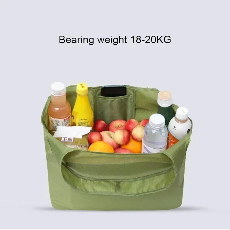 Bolsa de compras plegable ecológica TW21, bolso de hombro portátil reutilizable para viajes, comestibles, bolsa de comestibles simple de color sólido