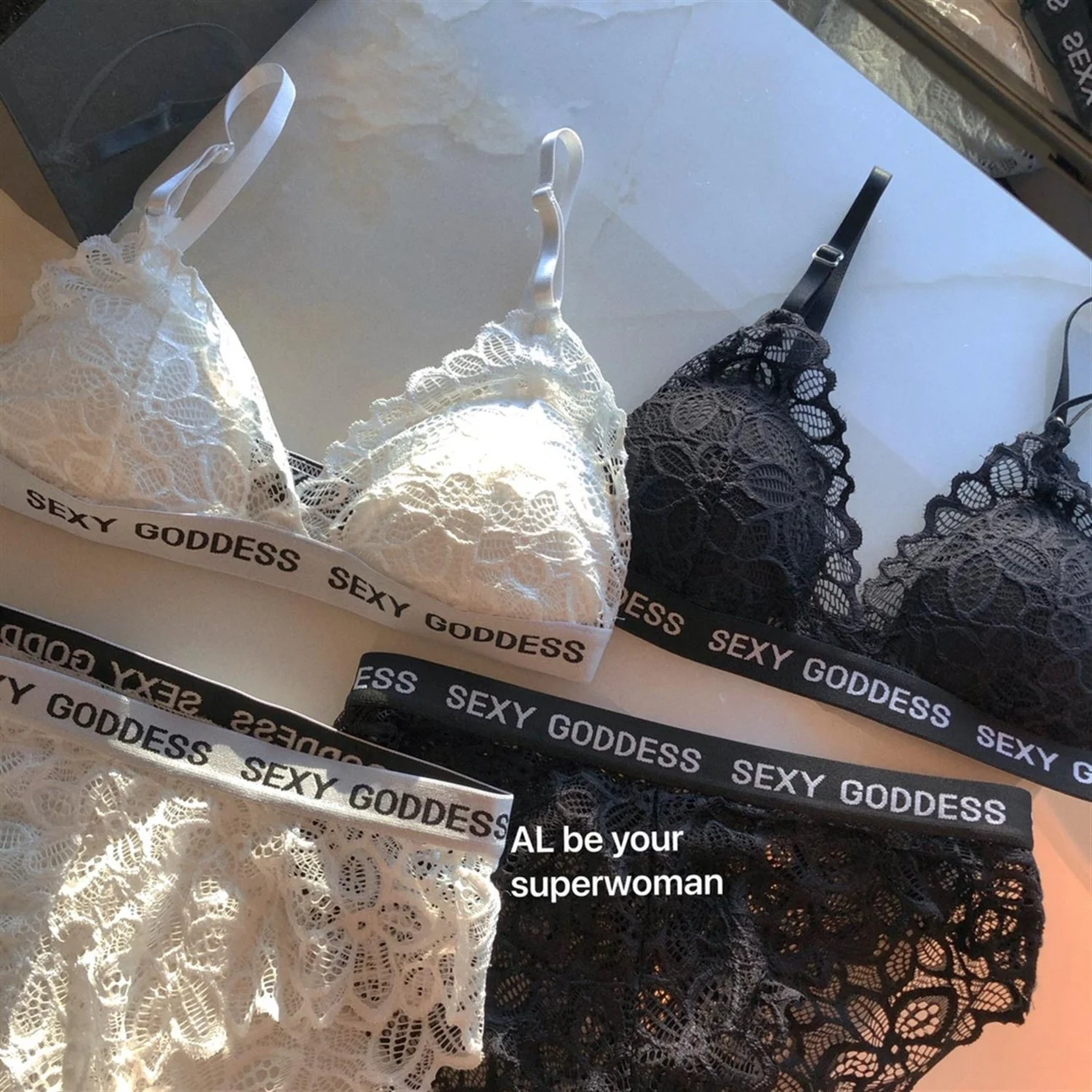 SP & CITY-طقم حمالة صدر دانتيل مثير للنساء ، ملابس داخلية شفافة مفرغة ، ملابس داخلية أنيقة ، عارية الظهر ، كأس مثلث ، حروف