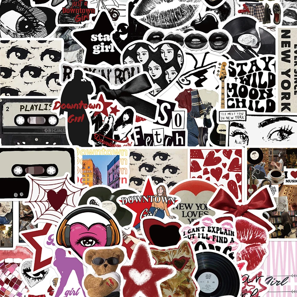 

10/30/50/100pcs Cool Y2K Downtown Girl Stickers Vintage 90s Aesthetic Graffiti Sticker Water Bottle Laptop Phone Decals Packing