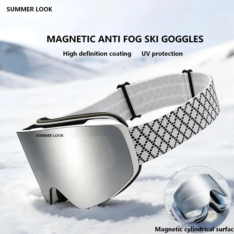 

Women's Light Luxury Anti Fog Magnetic Ski Goggles HD Lenses UV Protection High-Definition Hiking Eyewear