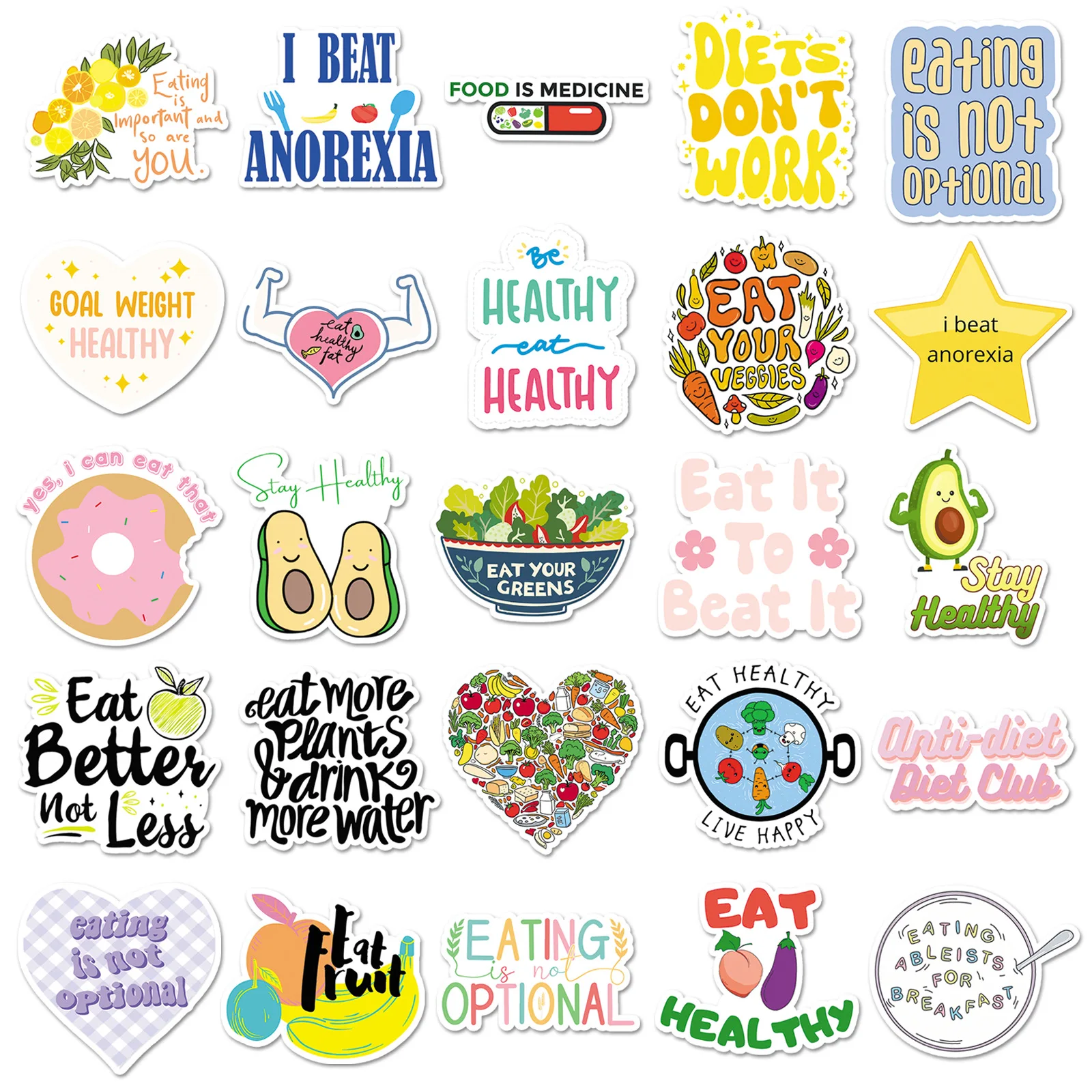 50PCS Healthy Food Stickers fo - Fitness Nutrition Diet ulasan dan harga