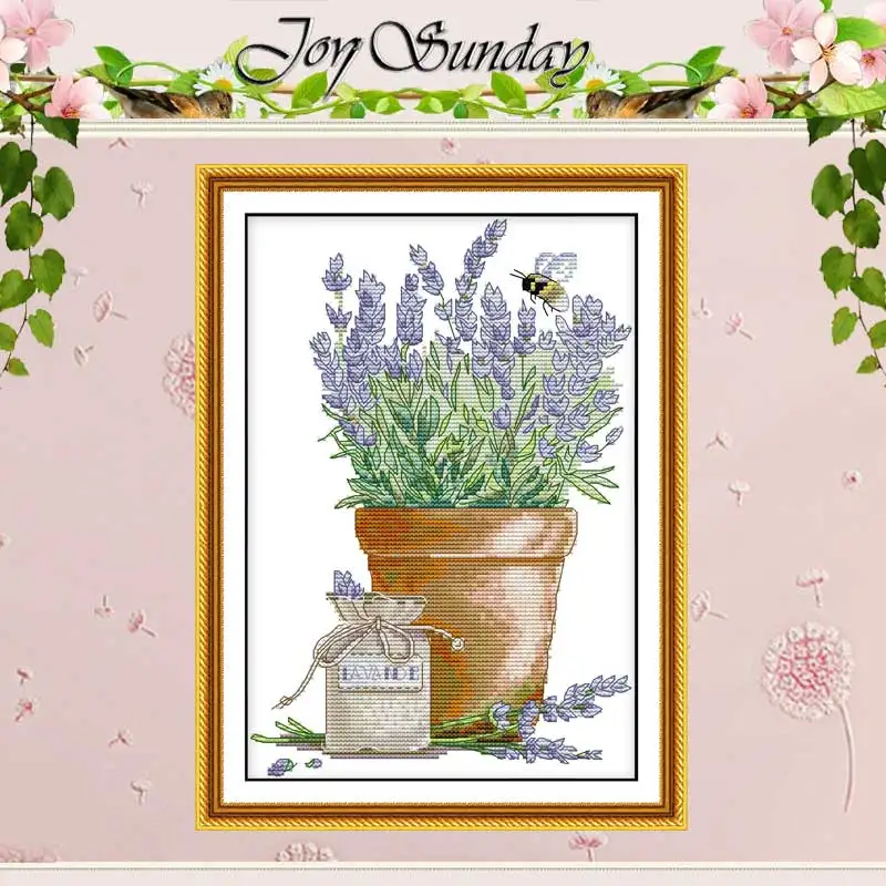 Modelli di lavanda e api contati Set di punto croce all\'ingrosso 11CT 14CT timbrato DMC Animal Cross-Stitch Kit ricamo ricamo