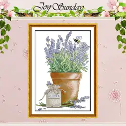 Modelli di lavanda e api contati Set di punto croce all'ingrosso 11CT 14CT timbrato DMC Animal Cross-Stitch Kit ricamo ricamo