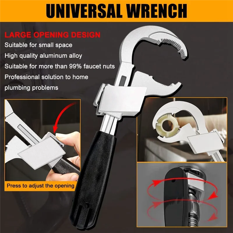 Adjustable Double-Ended Wrench Multifunctional Wrench For Water Pipe Repair & Home Accessories