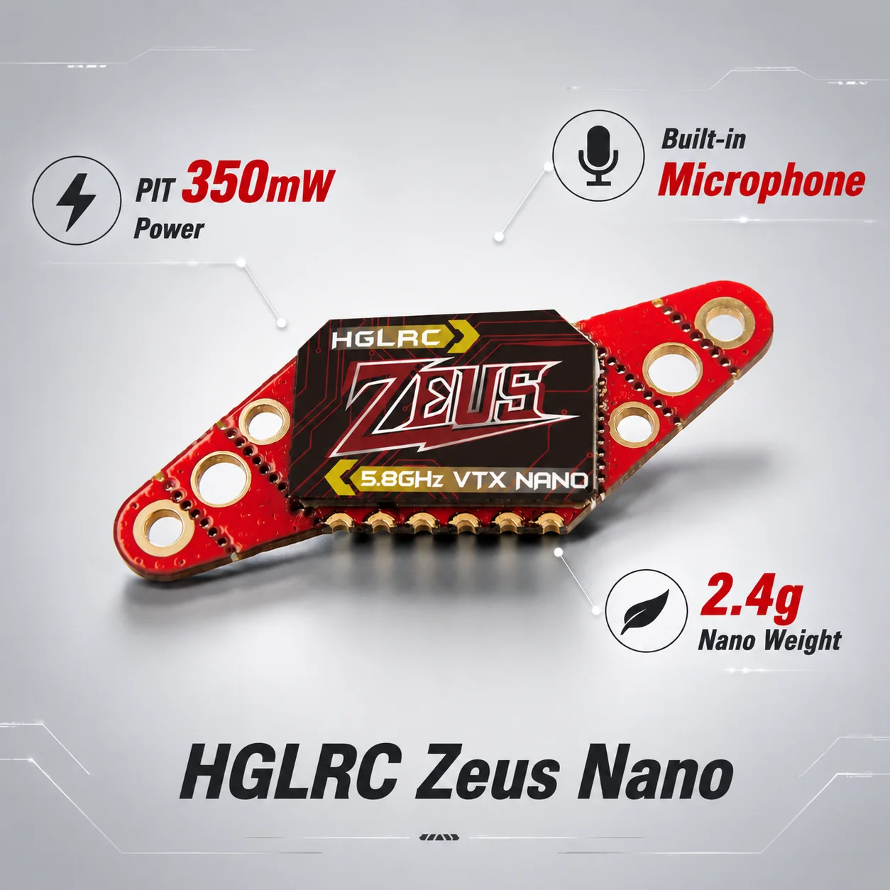 Hglrc Zeus Nano Vtx 5.8G 350Mw Video Transmitter IRC Tramp Built-In Microphone 16/20/25.5Mm Mount Original Fast Shipping