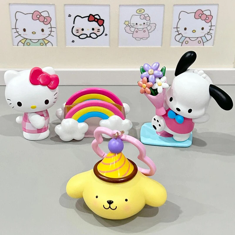 Miniso Sanrio 50. Jubiläum limitierte Serie Blind Box Spielzeug PVC Kawaii Hallo Kitty Pachacco Mystery Box Mädchen Überraschung geschenke