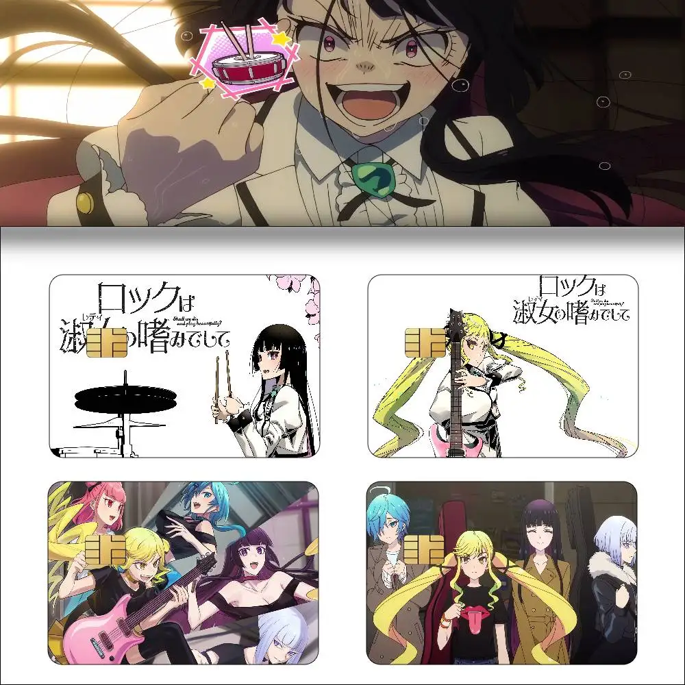 Anime Rock Is A Lady's Modesty 4pcs 1Set Funny Shell On Off Ultra Thin No Fade Sticker Skin Cover Film For Debit Credit Card