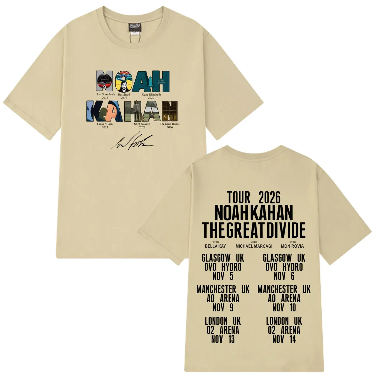 Noah Kahan The Great Divide Tour 2026 Graphic T-shirt Men Women Fashion T-shirt Summer Loose Casual Cotton Oversized T-shirts