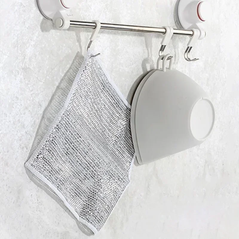 10/20pcs Silver Cleaning Cloth Magic Dish Towel Reusable Non Stick Oil Dishcloth Pot Strong Rust Replace Steel Wire Balls Rag