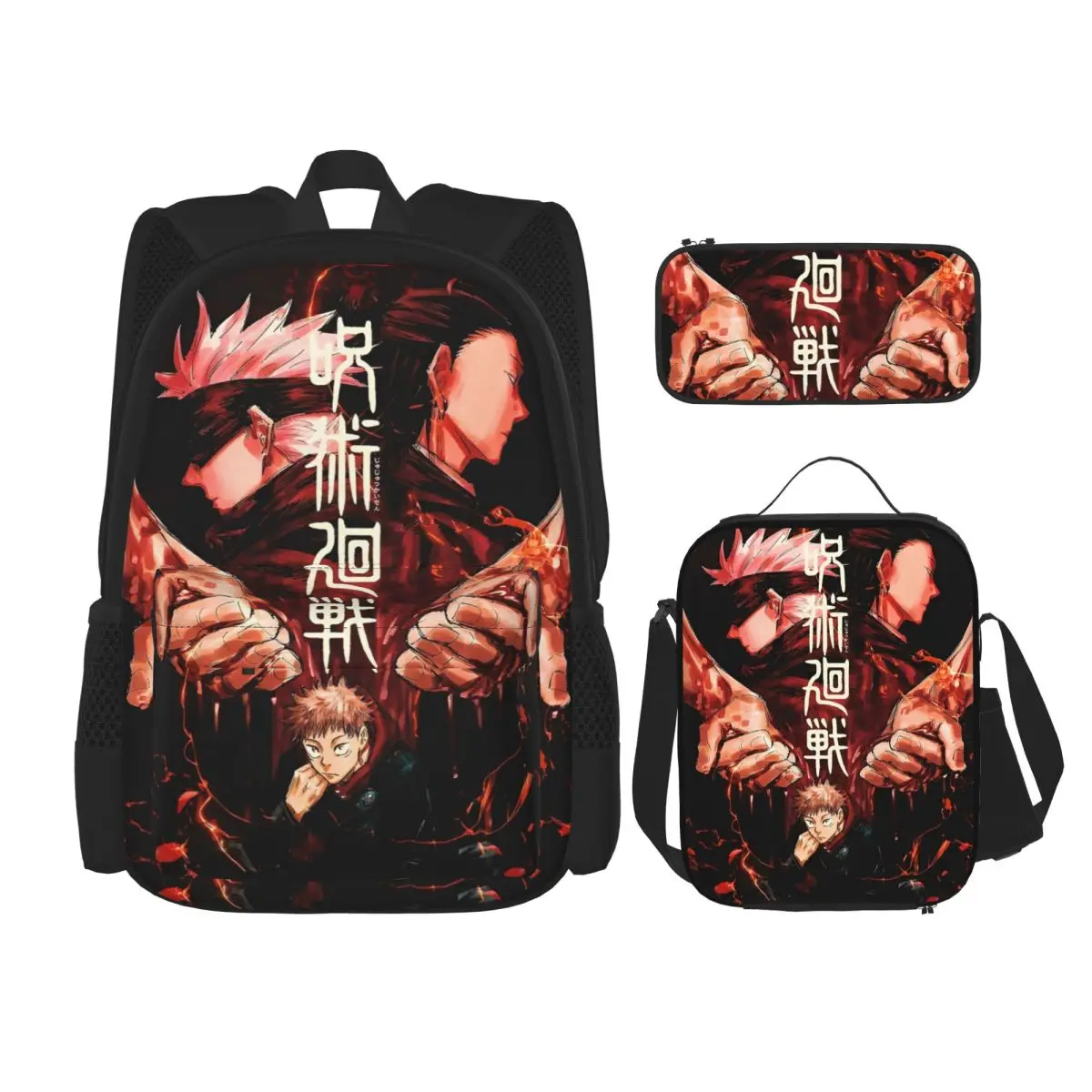 

Рюкзак Jujutsus Kaisens 3pecs/set для студентов, крутой рюкзак в стиле аниме, сумка для обеда, пенал