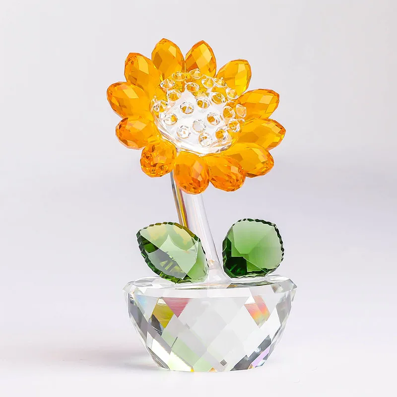 

Nordic Crystal Sunflower Glass Figurine Ornaments Living Room Bedroom Desktop Furnishings Handicrafts Christmas Decorative Gifts