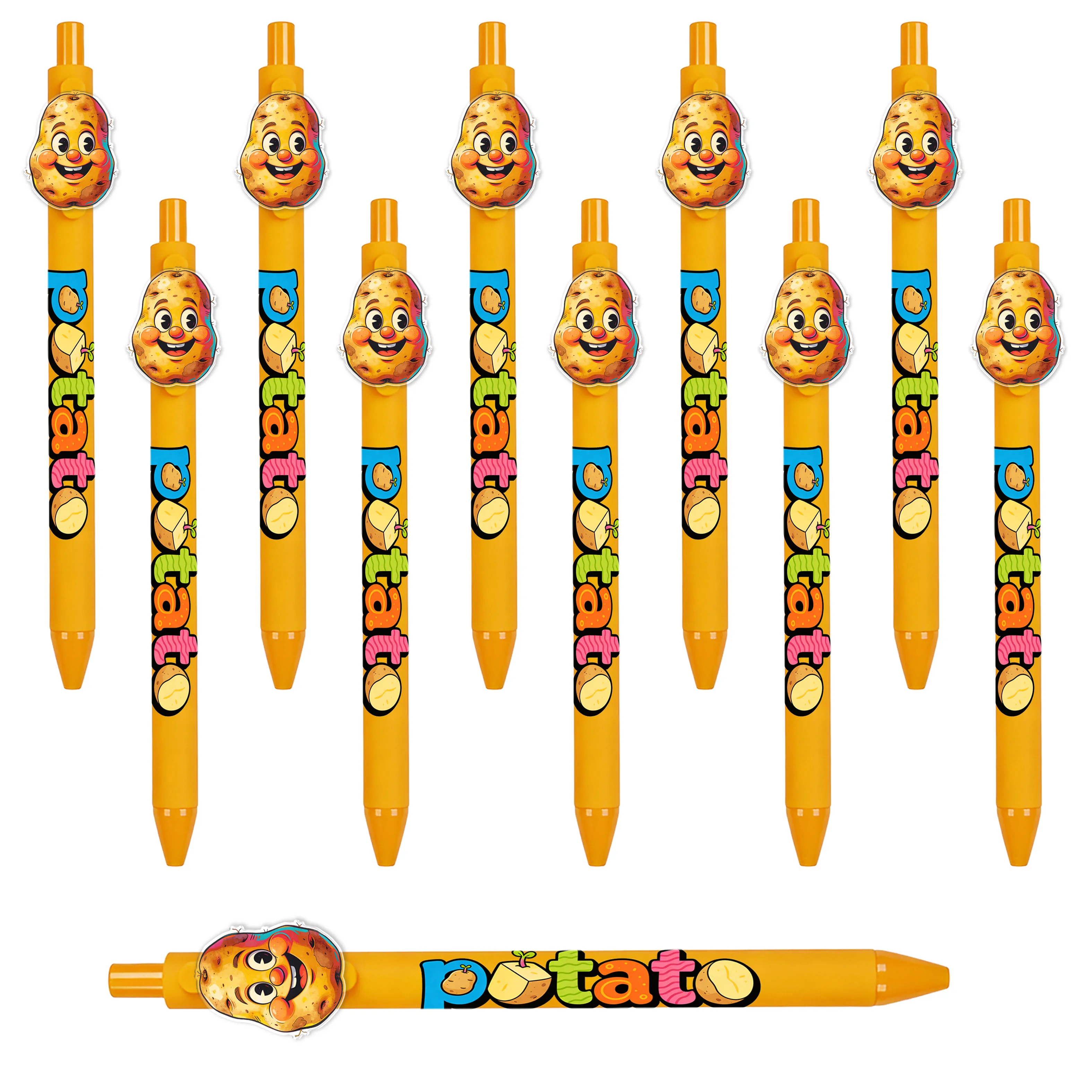 

10pcs/15pcs Creative Potato Theme Retractable Ballpoint Pens, Back-to-School Office & Study Stationery, Smooth Writing Pens