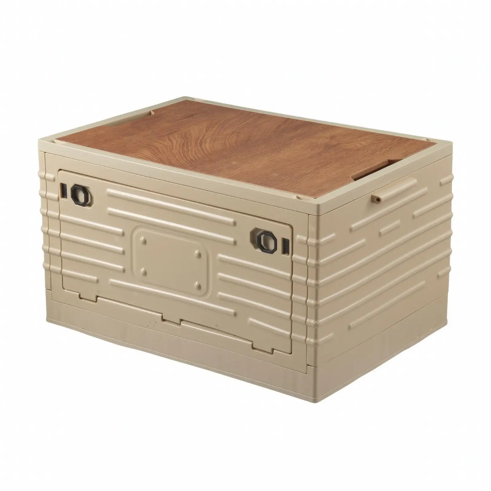 Foldable Plastic Storage Crate with Handles for Outdoor Equipment Household Items Collapsible Design with Lid and Front Access