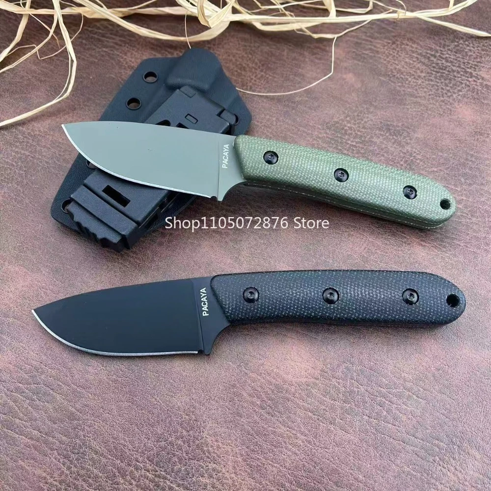 

Tactical D2 Blade - PACAYA Multi-function Outdoor Survival Knife Black/ Green G10 Handle Adventure Emergency Rescue Fixed Knife