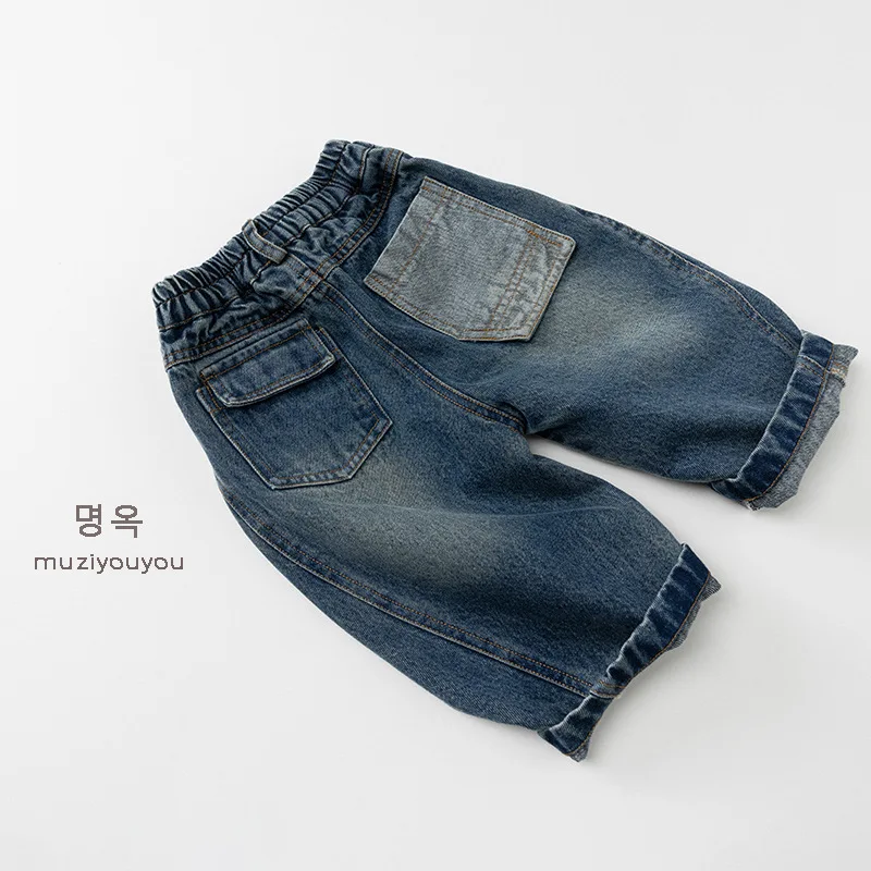 2026 Spring New Children Jeans Baby Loose Casual Pants Boys Girls Denim Harem Pants Baby Loose Trousers Fashion Kids Clothes