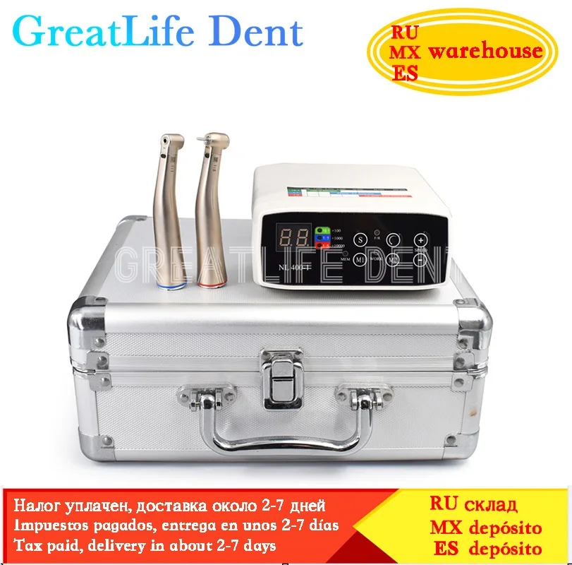 

GreatLife Dent Dental Equipment Led No Brushless Dental Led 1:5 Contra Angle Low Speed Handpieces Internal Electric Dental Motor