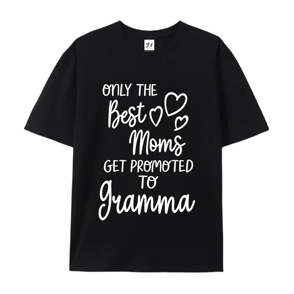 Women Best Moms Get Promoted To Gramma T Shirt Funny Letter Heart Print Short Sleeve Casual  Loose Cotton Tops