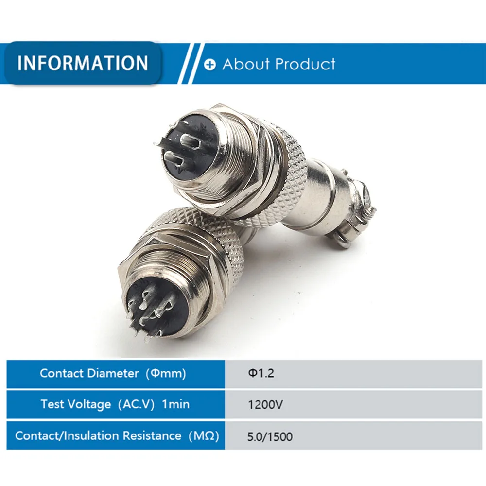 

1 Set Gx12 Nut Type Soldering Cable Connectors 2/3/4/5/6/7 Pin Male Core Cable Aviation Plug Connector Copper Core Silver Plated